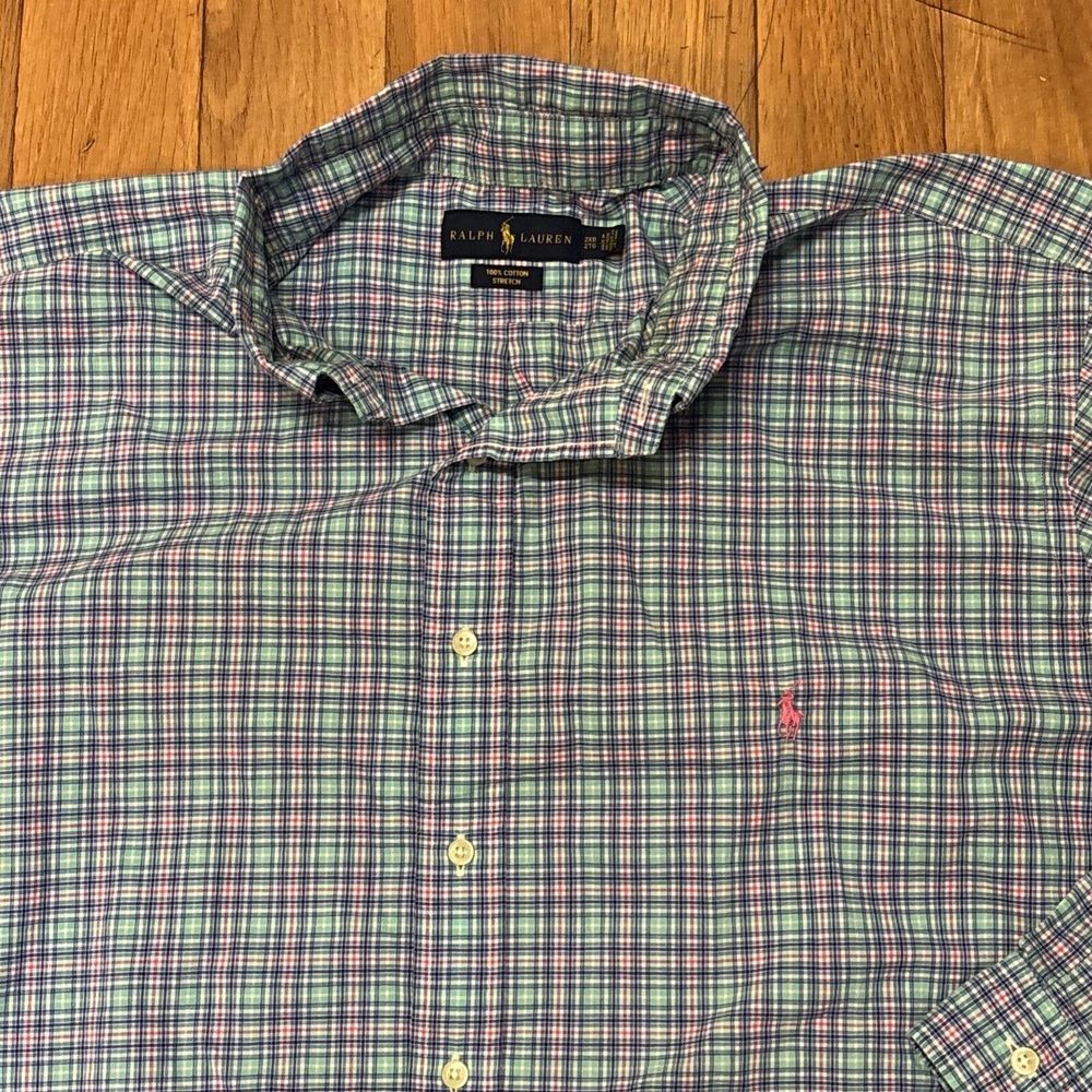 Ralph Lauren Green Blue Pink Plaid Button-Down Shirt